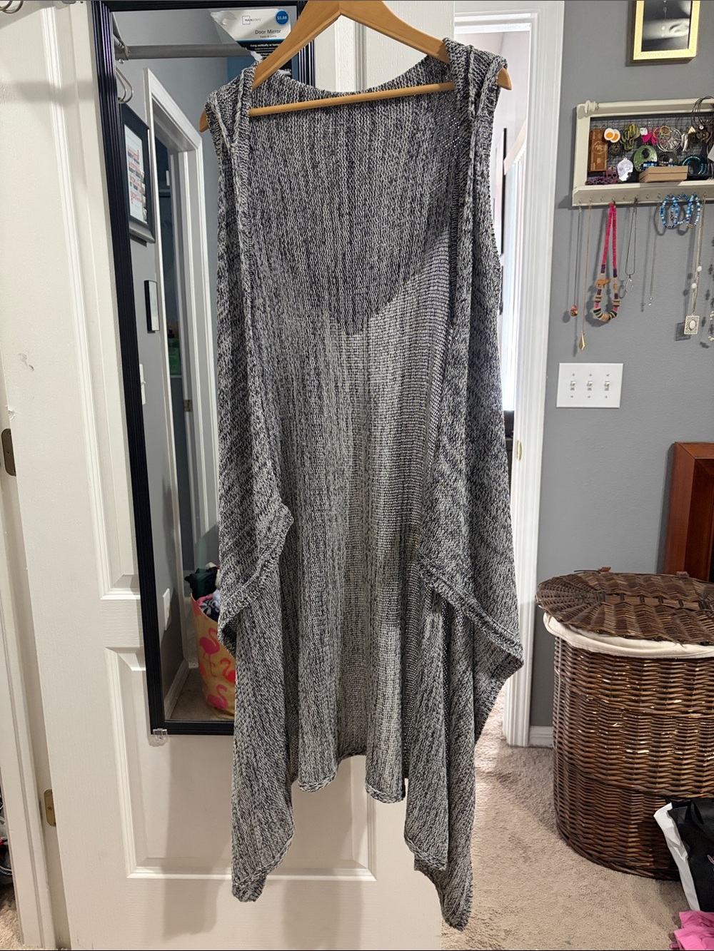 Torrid Grey Knit Hooded Sleeveless Duster Vest